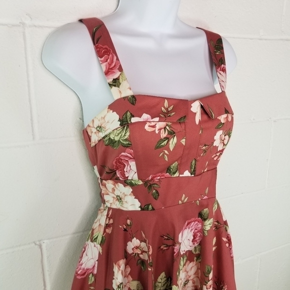 IXIA pink floral pinup swing rockabilly dress Retro Coquettw - Picture 5 of 11